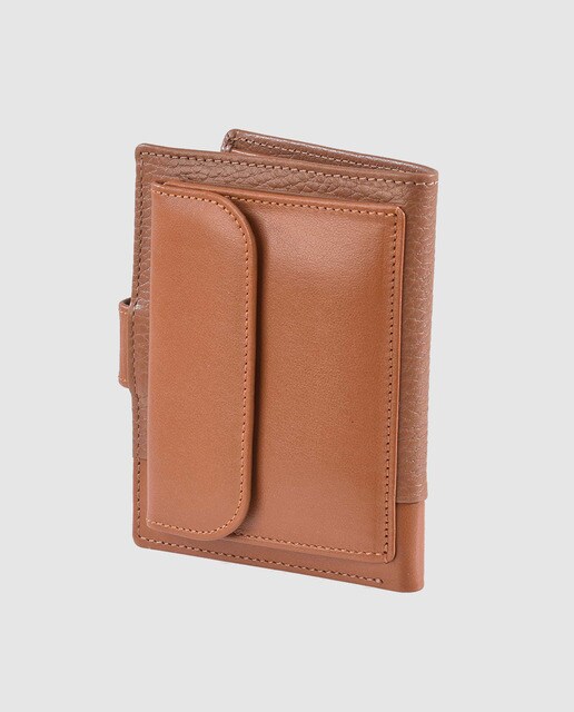 Cartera de hombre Pierre Cardin de piel en camel con broche
