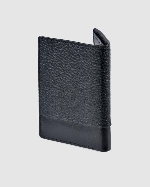Cartera pequeña vertical de hombre Pierre Cardin de piel en negro