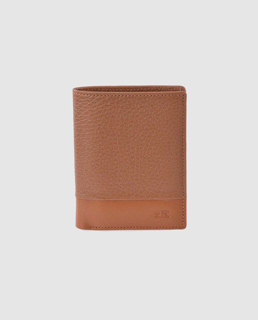 Cartera pequeña vertical de hombre Pierre Cardin de piel en camel