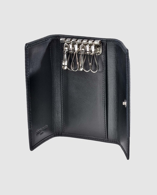 Llavero de hombre Pierre Cardin de piel en negro
