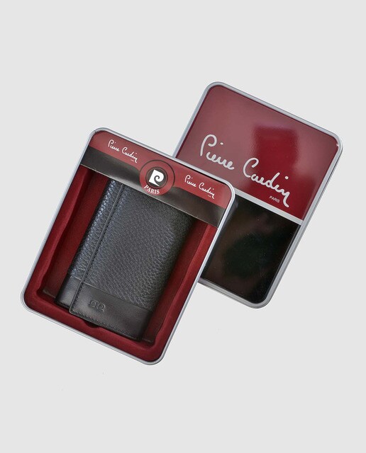 Llavero de hombre Pierre Cardin de piel en negro