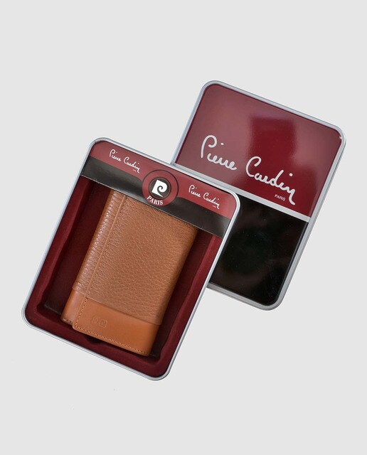 Llavero de hombre Pierre Cardin de piel en camel