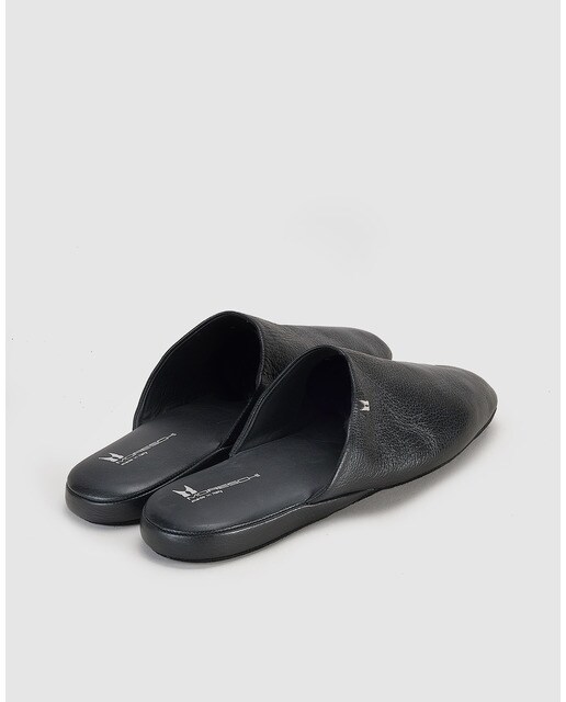 Zapatillas de casa de hombre Moreschi de piel en color negro