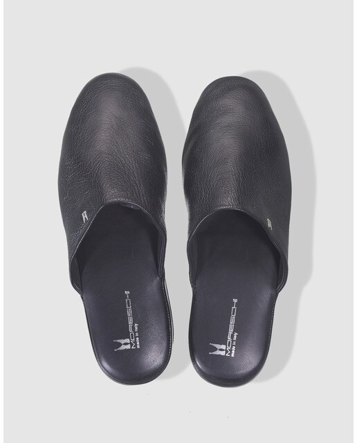 Zapatillas de casa de hombre Moreschi de piel en color negro