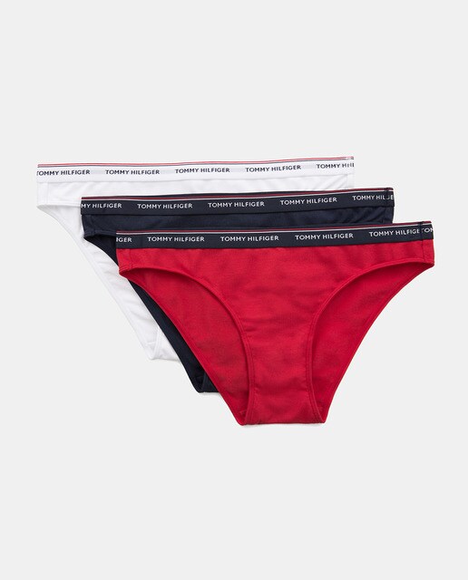 Pack de tres bragas Essentials Tommy Hilfiger lisas variadas