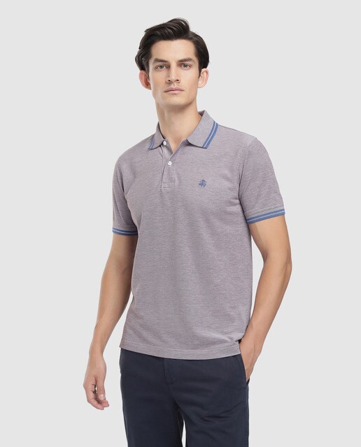 Polo piqué de hombre Brooks Brothers granate de manga corta