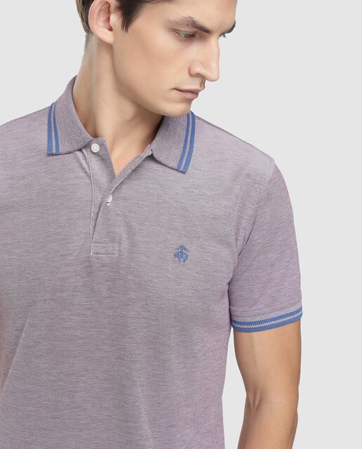 Polo piqué de hombre Brooks Brothers granate de manga corta