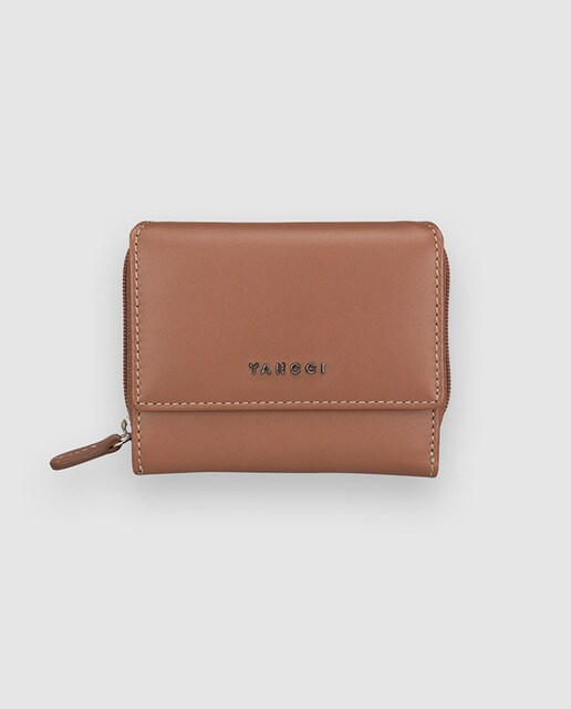 Cartera mini de mujer Yancci de piel vacuna en marrón