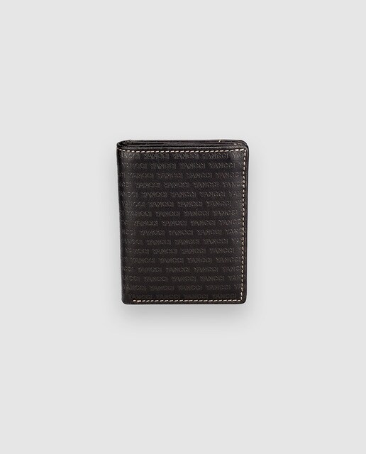 Cartera pequeña vertical de mujer Yancci de piel vacuna en negro con estampado