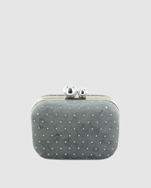 Clutch de fiesta Menbur gris de terciopelo