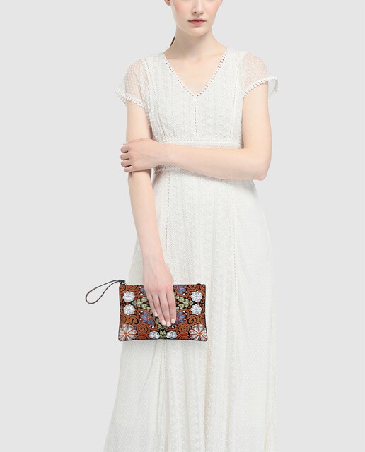Cartera de mano de fiesta Volum de tejido bordado floral