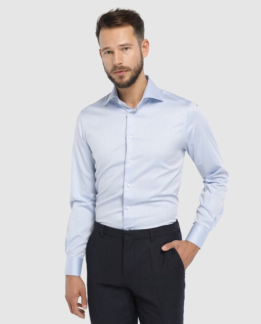 Camisa twill de hombre Tommy Tailored slim azul