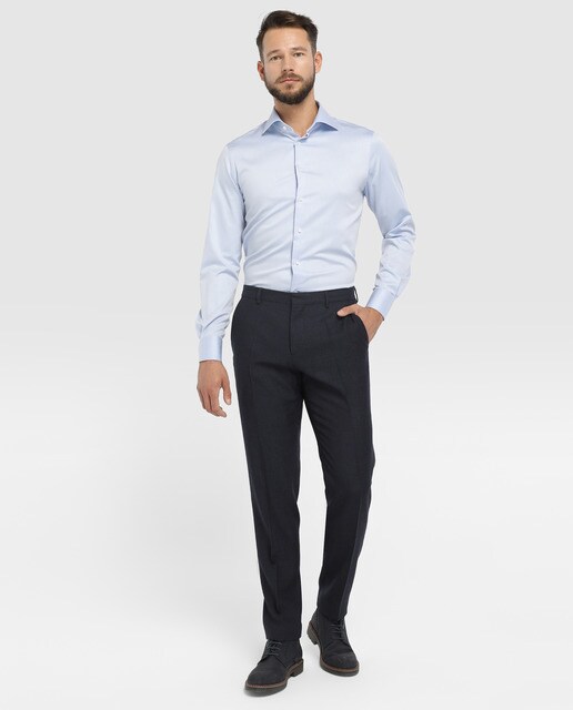 Camisa twill de hombre Tommy Tailored slim azul