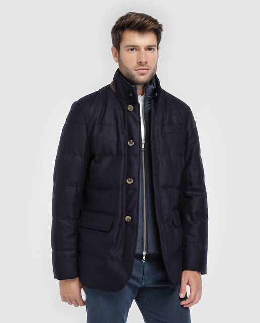 Parka de hombre Brooks Brothers azul con tres bolsillos