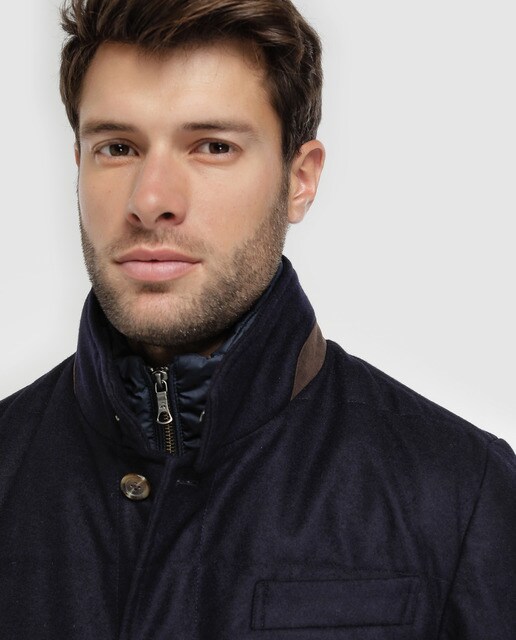 Parka de hombre Brooks Brothers azul con tres bolsillos