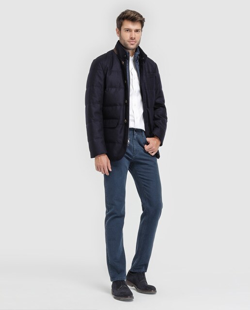Parka de hombre Brooks Brothers azul con tres bolsillos