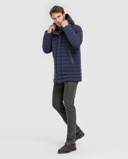 Plumífero de hombre Brooks Brothers azul con capucha