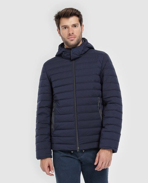 Plumífero de hombre Brooks Brothers azul con capucha