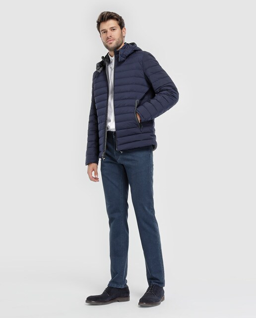 Plumífero de hombre Brooks Brothers azul con capucha