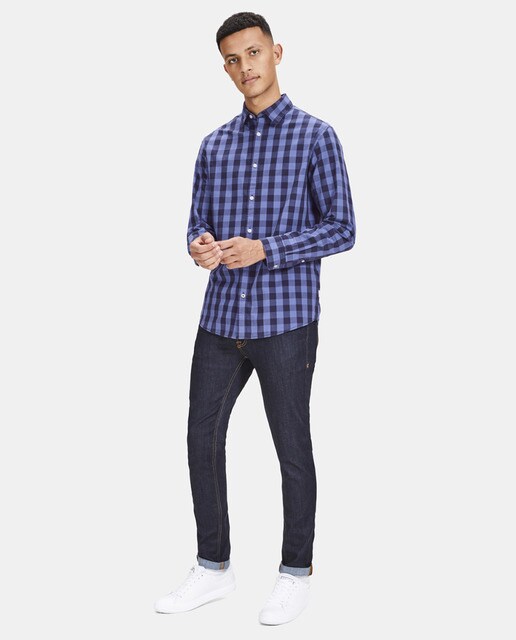 Camisa de hombre Jack & Jones slim de cuadros azul