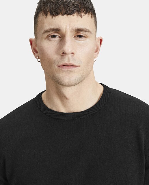 Jersey de hombre Jack & Jones negro con cuello caja