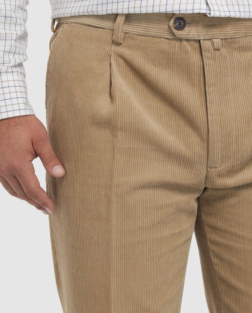 Pantalón de pana de hombre Dustin beige tallas grandes