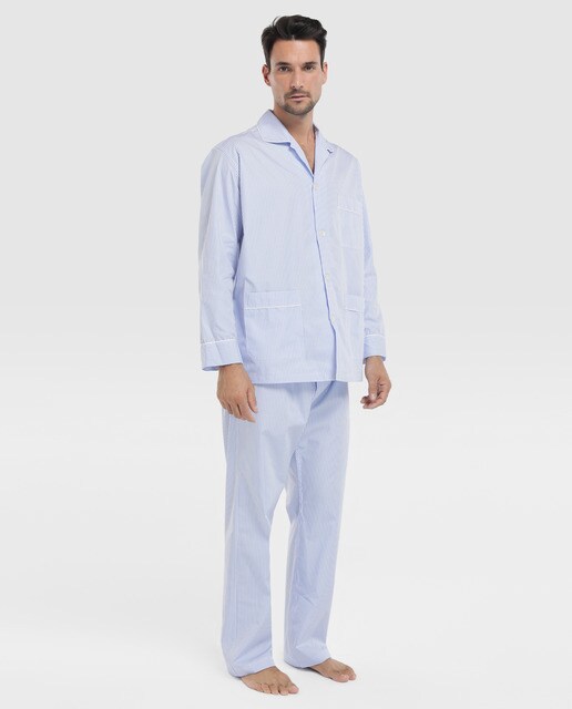 Pijama largo de hombre Mirto de tela azul