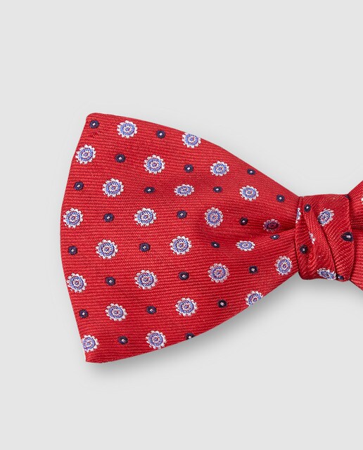 Pajarita de seda Emidio Tucci en rojo jacquard fantasía