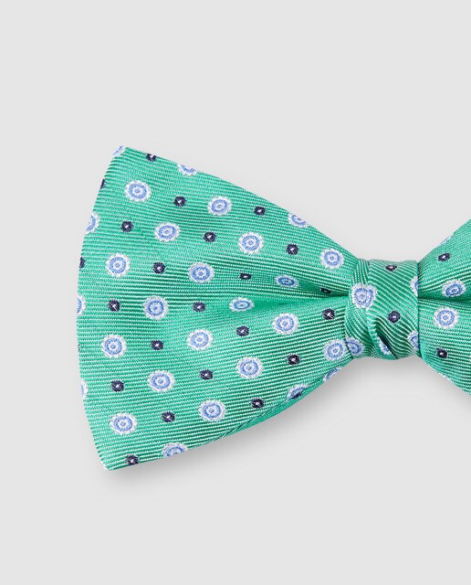 Pajarita de seda Emidio Tucci verde jacquard fantasía