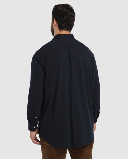 Camisa de hombre Polo Ralph Lauren regular lisa azul tallas grandes