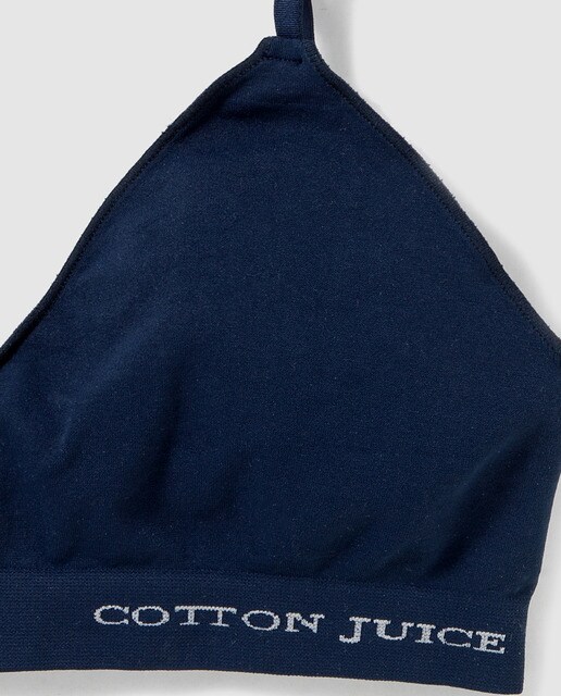 Top básico de niña Cotton Juice sin costuras en azul