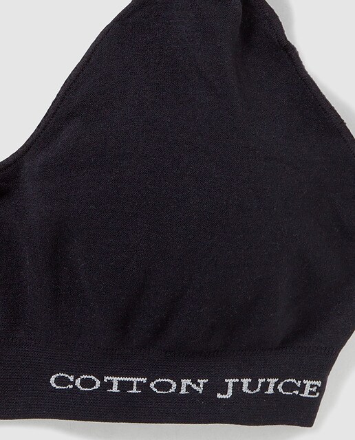 Sujetador básico de niña Cotton Juice sin costguras en negro