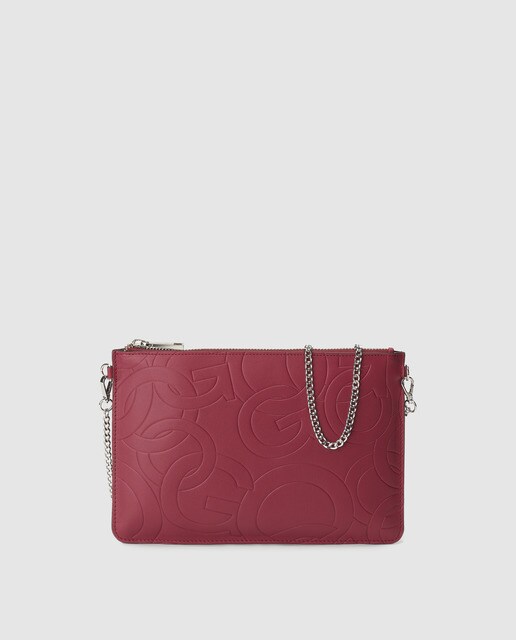 Pouch Gloria Ortiz Sofia Stamp de piel grabada en burdeos