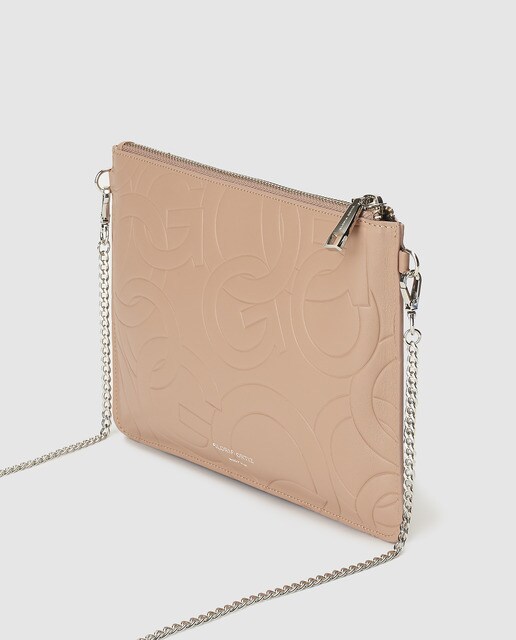 Pouch Gloria Ortiz Sofia Stamp de piel grabada en camel
