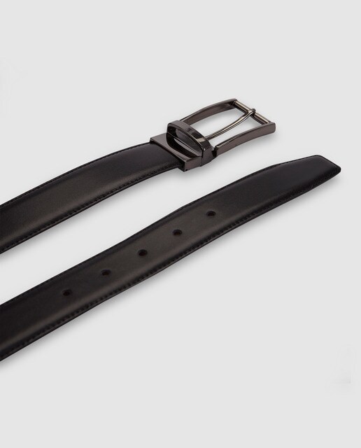 Cinturón de hombre reversible de piel negro y marrón