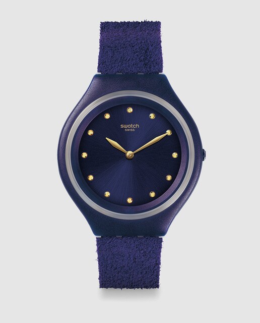 Reloj de mujer Swatch Deep Wonder SVUV102 de piel morado