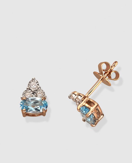 Pendientes El Corte Inglés Notre Dame de oro rosa y topacio azul