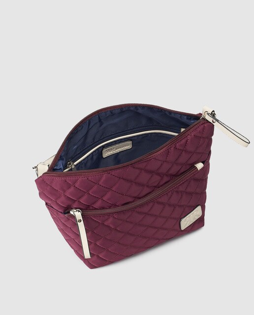Bolso de hombro acolchado Piel Morena de nylon en burdeos con cremallera