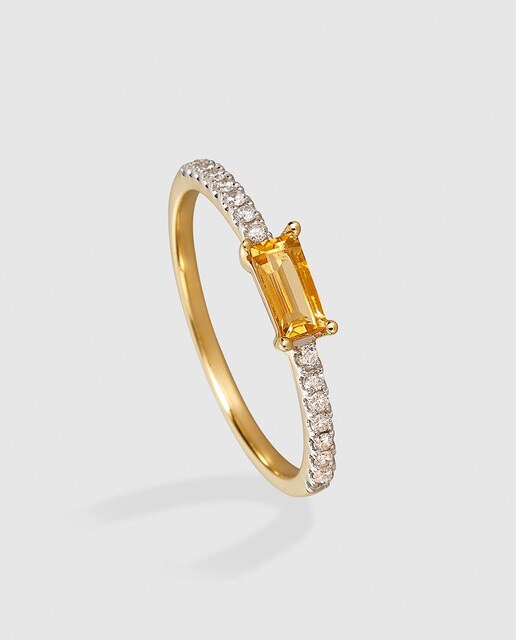 Anillo El Corte Inglés Notre Dame de oro, diamantes y citrino