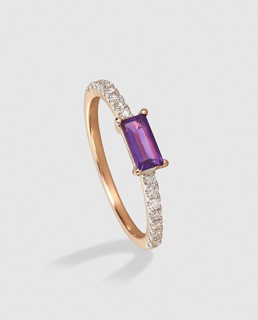 Anillo El Corte Inglés Notre Dame de oro rosa, diamantes y amatista