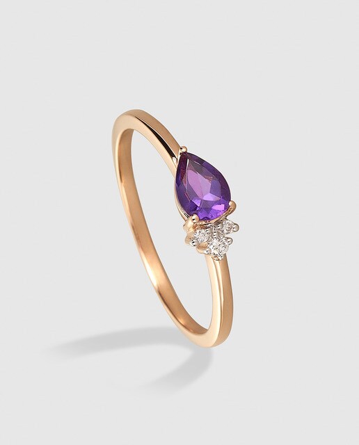 Anillo El Corte Inglés Notre Dame de oro rosa, diamantes y amatista