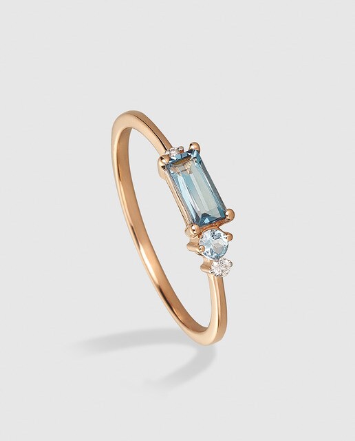 Anillo El Corte Inglés Notre Dame de oro rosa, diamantes y topacio London Blue