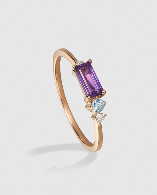 Anillo El Corte Inglés Notre Dame de oro rosa, diamantes y gemas