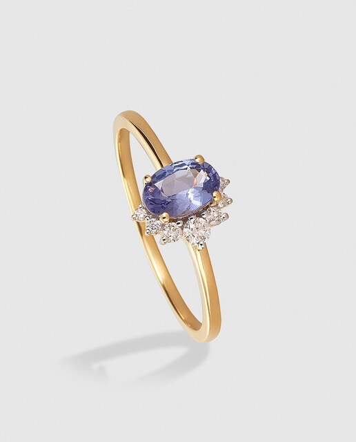 Anillo El Corte Inglés Notre Dame de oro, diamantes y tanzanita