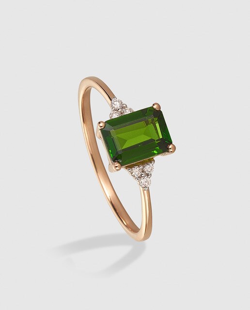 Anillo El Corte Inglés Notre Dame de oro rosa, diamantes y cromodiópsido