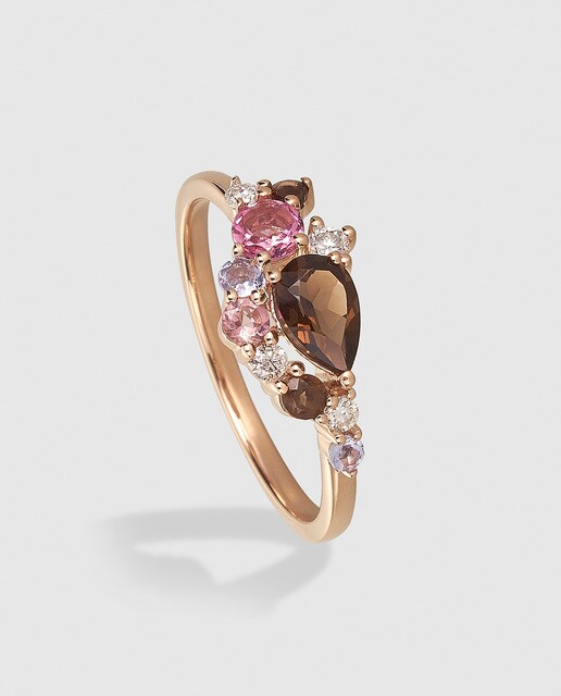 Anillo El Corte Inglés Notre Dame de oro rosa, diamantes y gemas