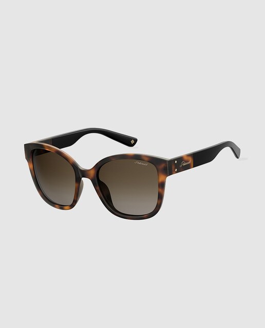Gafas de sol de mujer Polaroid cuadradas en havana con lente marrón