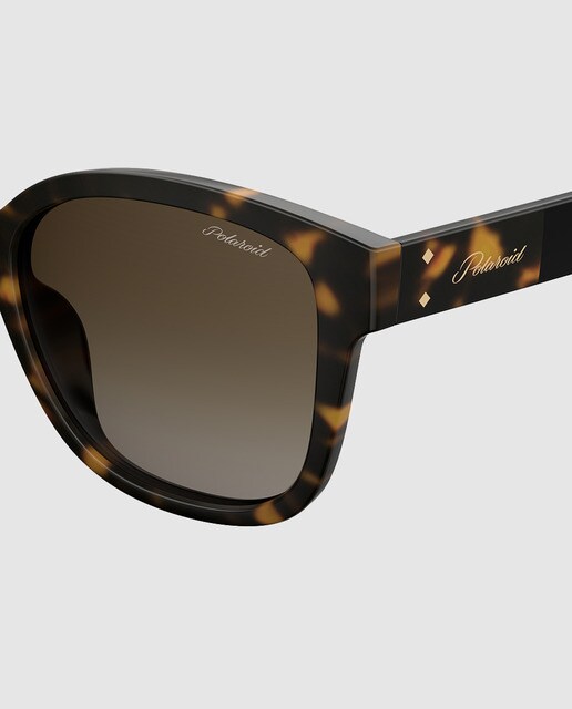 Gafas de sol de mujer Polaroid cuadradas en havana con lente marrón