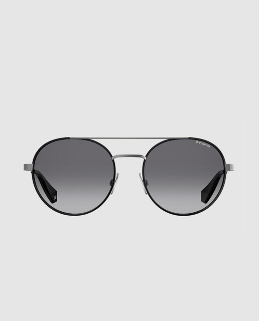 Gafas de sol unisex Polaroid de montura metálica en negro con doble puente