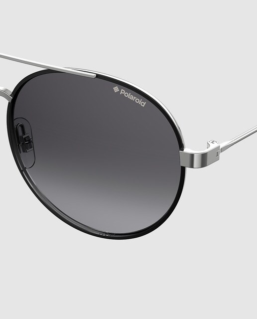 Gafas de sol unisex Polaroid de montura metálica en negro con doble puente